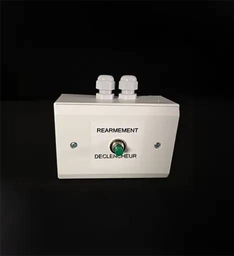 [BBPARE2448] Bouton poussoir REARMEMENT sur boitier avec presse étoupe et carte antiréarmement incorporée
